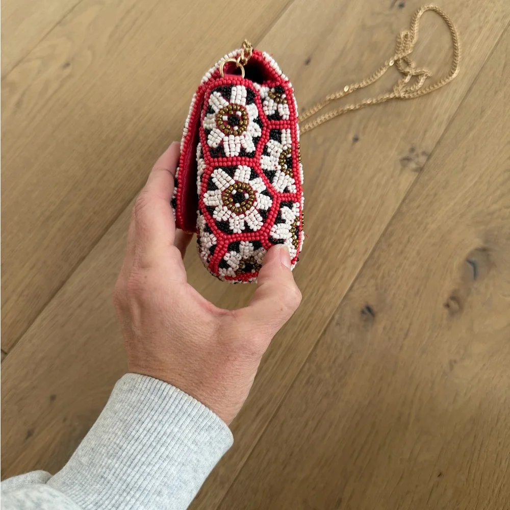Anthropologie Beaded Floral Crossbody Bag / Clutch - Picture 8 of 13